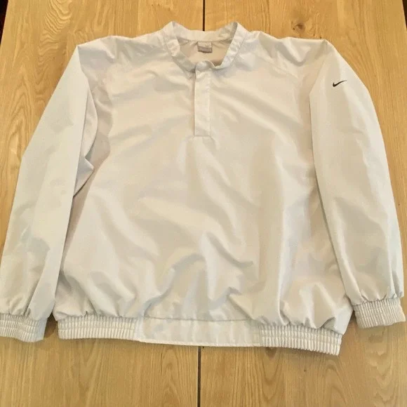 Vtg Nike Jacket Mens Sz XL Beige Pullover 1/4 Snap Long Sleeve Windbreaker Golf - Picture 1 of 10